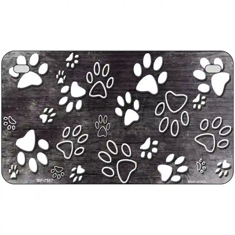 Black White Paw Oil Rubbed Metal Novelty License Plate 7" x 4" (MP)