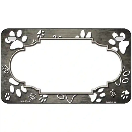 Paw Scallop Tan White Metal Novelty License Plate 7" x 4" (MP)