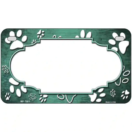 Paw Scallop Mint White Metal Novelty License Plate 7" x 4" (MP)