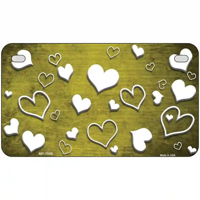 Yellow White Love Oil Rubbed Metal Novelty License Plate 7" x 4" (MP)