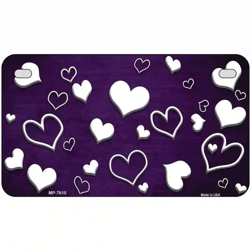 Purple White Love Oil Rubbed Metal Novelty License Plate 7" x 4" (MP)