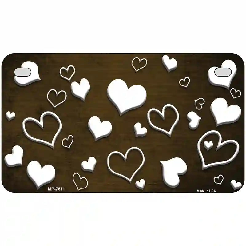 Brown White Love Oil Rubbed Metal Novelty License Plate 7" x 4" (MP)