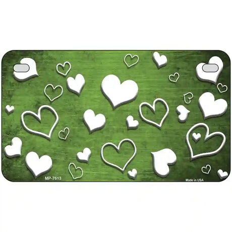 Lime Green White Love Oil Rubbed Metal Novelty License Plate 7" x 4" (MP)