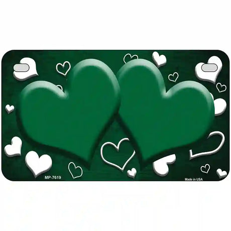 Green White Love Hearts Oil Rubbed Metal Novelty License Plate 7" x 4" (MP)