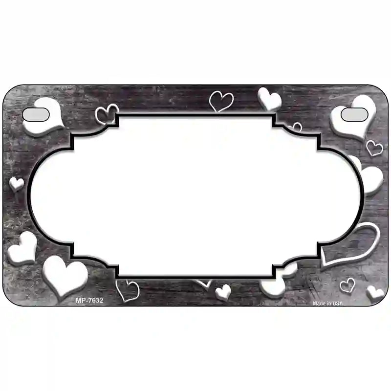 Black White Love Scallop Oil Rubbed Metal Novelty License Plate 7" x 4" (MP)