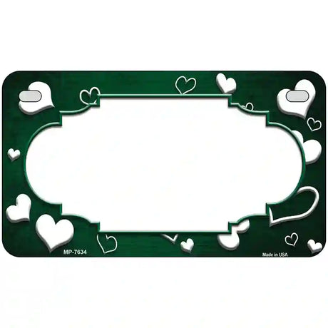 Green White Love Scallop Oil Rubbed Metal Novelty License Plate 7" x 4" (MP)