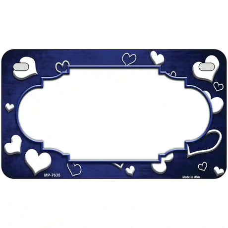 Blue White Love Scallop Oil Rubbed Metal Novelty License Plate 7" x 4" (MP)