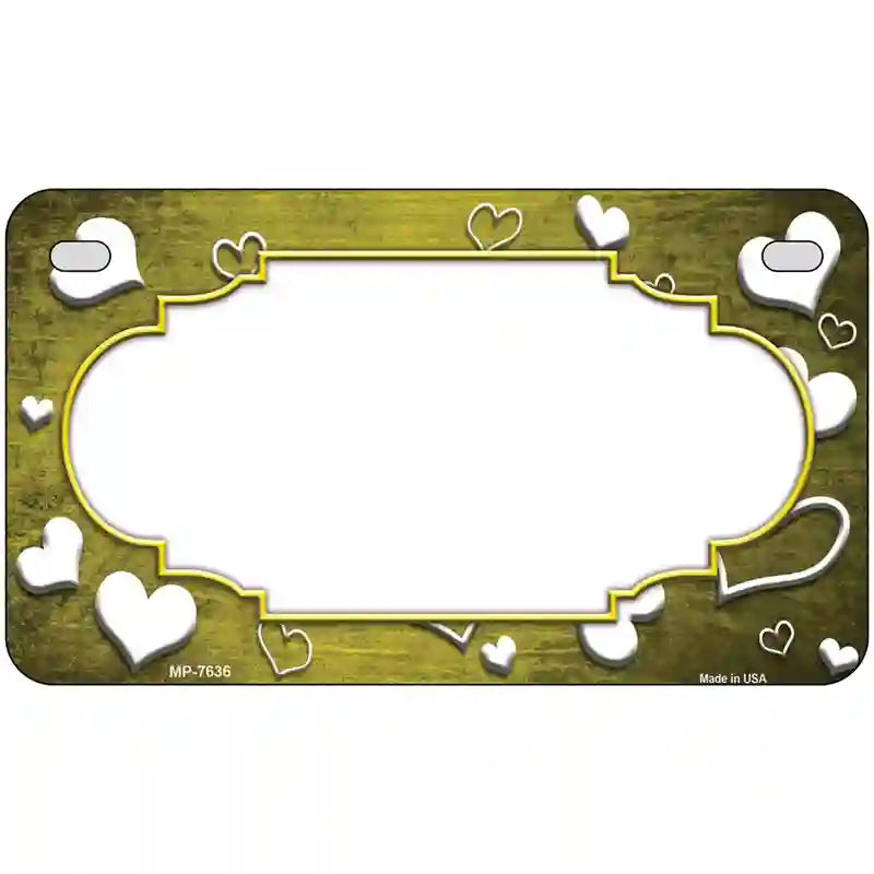 Yellow White Love Scallop Oil Rubbed Metal Novelty License Plate 7" x 4" (MP)