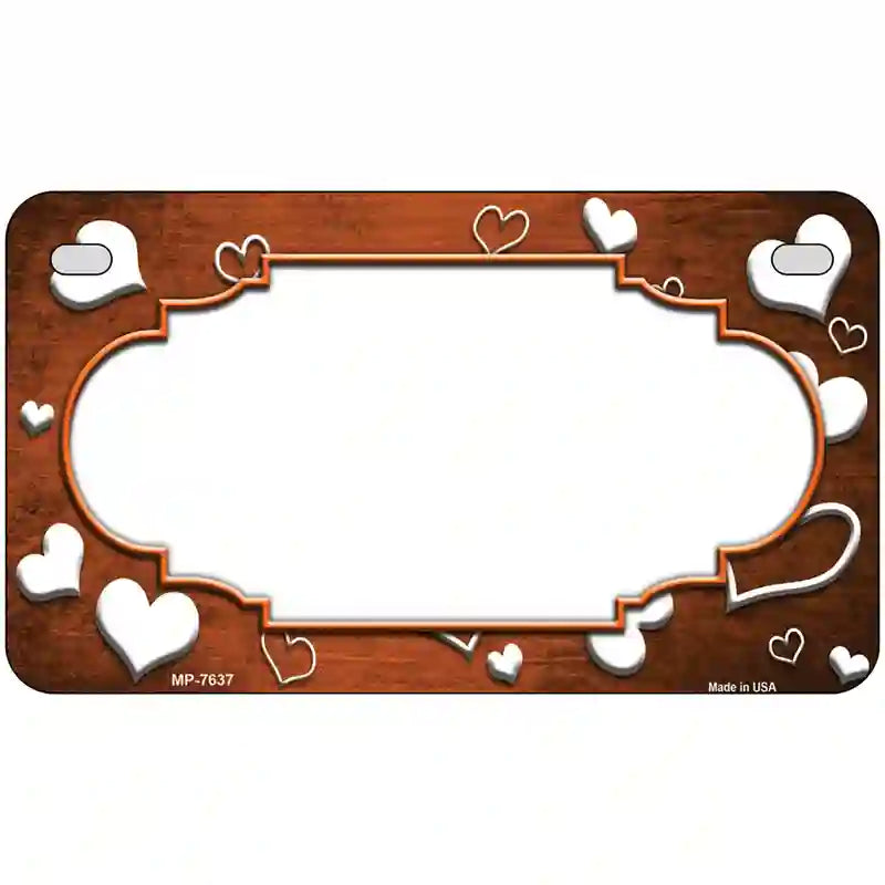 Orange White Love Scallop Oil Rubbed Metal Novelty License Plate 7" x 4" (MP)