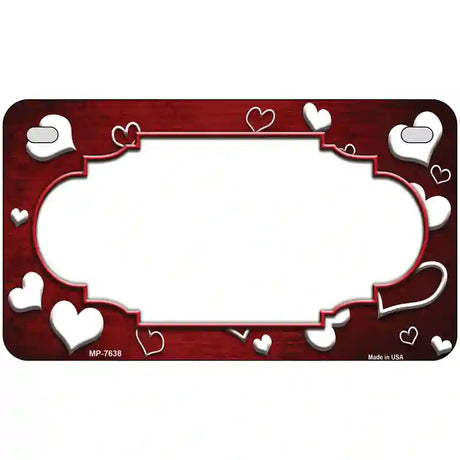 Red White Love Scallop Oil Rubbed Metal Novelty License Plate 7" x 4" (MP)