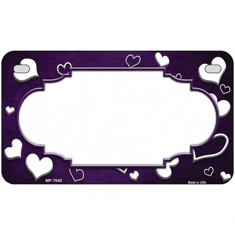 Purple White Love Scallop Oil Rubbed Metal Novelty License Plate 7" x 4" (MP)