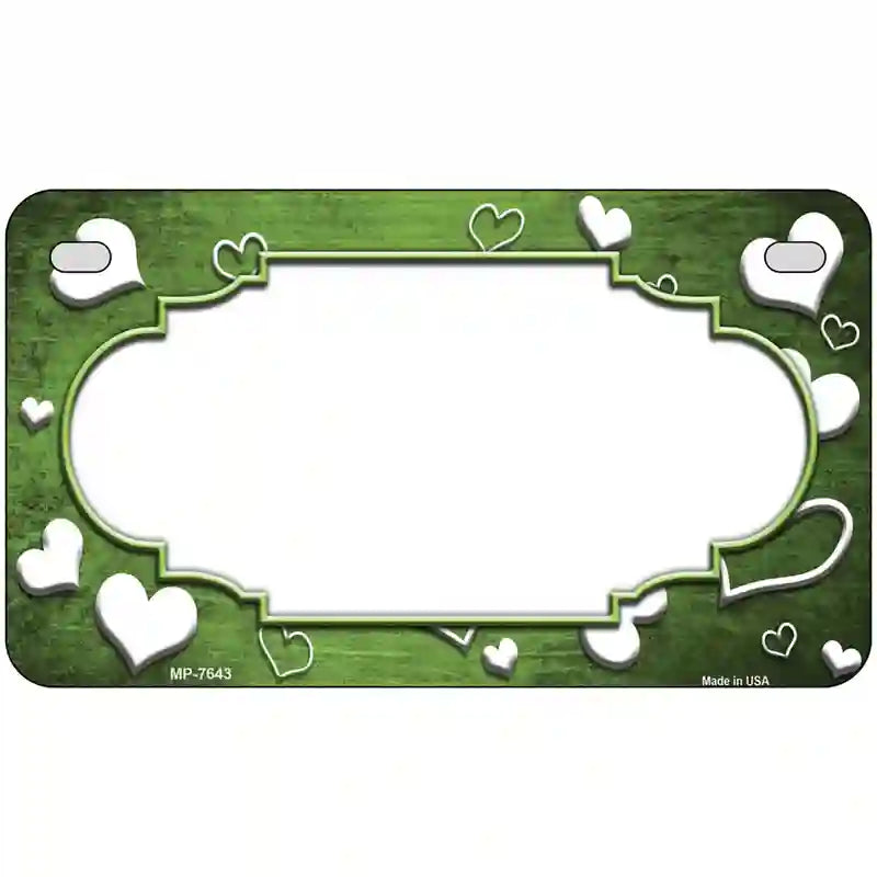 Lime Green White Love Scallop Oil Rubbed Metal Novelty License Plate 7" x 4" (MP)