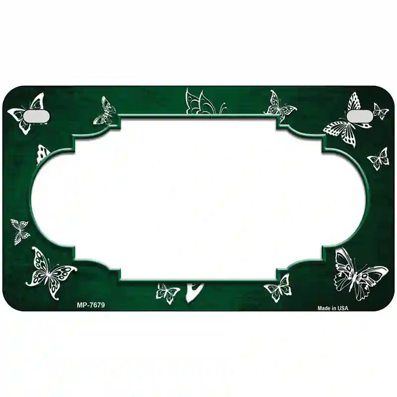 Green White Scallop Butterfly Oil Rubbed Metal Novelty License Plate 7" x 4" (MP)