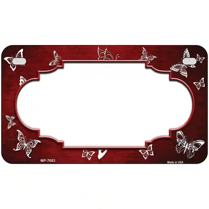 Red White Scallop Butterfly Oil Rubbed Metal Novelty License Plate 7" x 4" (MP)