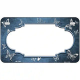 Light Blue White Scallop Butterfly Oil Rubbed Metal Novelty License Plate 7" x 4" (MP)