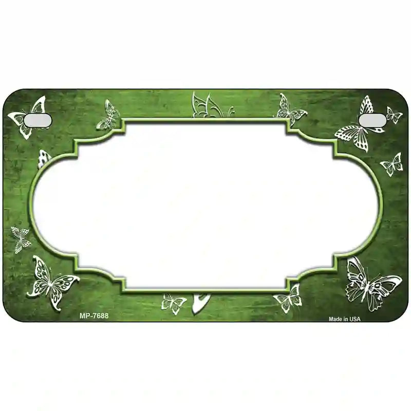 Lime Green White Scallop Butterfly Oil Rubbed Metal Novelty License Plate 7" x 4" (MP)