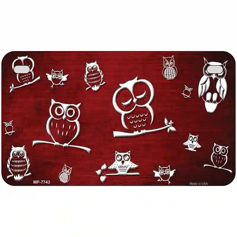 Red White Owl Oil Rubbed Metal Novelty License Plate 7" x 4" (MP)