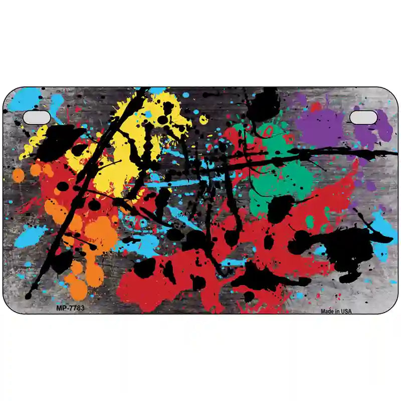 Black White Splatter Oil Rubbed Metal Novelty License Plate 7" x 4" (MP)