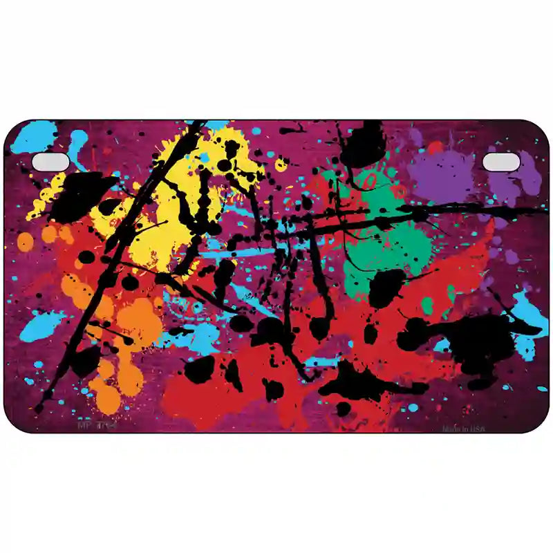 Pink Splatter Oil Rubbed Metal Novelty License Plate 7" x 4" (MP)