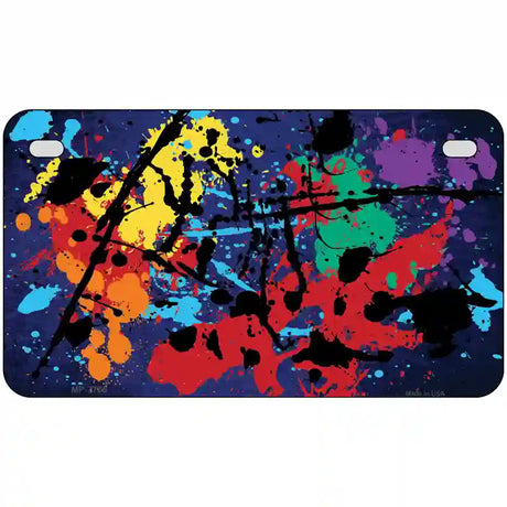 Blue Splatter Oil Rubbed Metal Novelty License Plate 7" x 4" (MP)