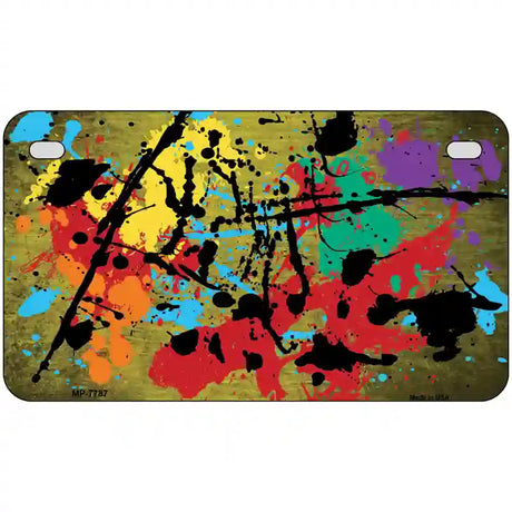 Yellow Splatter Oil Rubbed Metal Novelty License Plate 7" x 4" (MP)