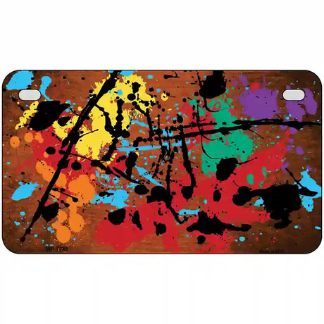 Orange Splatter Oil Rubbed Metal Novelty License Plate 7" x 4" (MP)