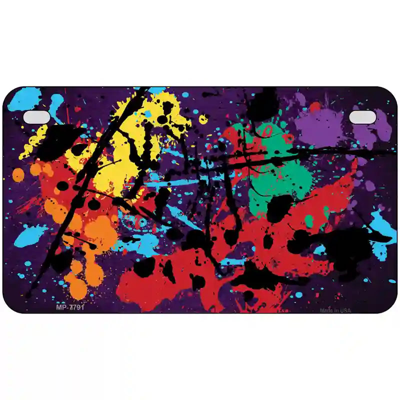 Purple Splatter Oil Rubbed Metal Novelty License Plate 7" x 4" (MP)