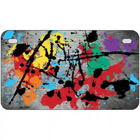 White Splatter Oil Rubbed Metal Novelty License Plate 7" x 4" (MP)