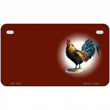 Rooster Offset Red Metal Novelty License Plate 7" x 4" (MP)