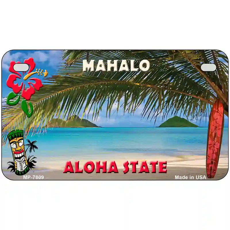 Blank Mahalo Hawaii State Novelty Metal License Plate 7" x 4" (MP)