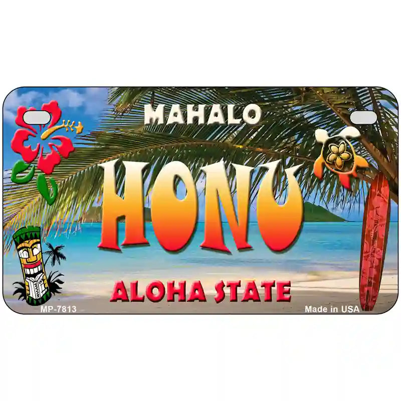 Honu Hawaii State Novelty Metal License Plate 7" x 4" (MP)