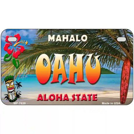 Oahu Hawaii State Novelty Metal License Plate 7" x 4" (MP)