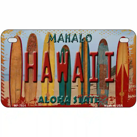 Hawaii Surfboards State Novelty Metal License Plate 7" x 4" (MP)