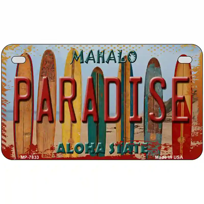 Paradise Surfboards Hawaii State Novelty Metal License Plate 7" x 4" (MP)