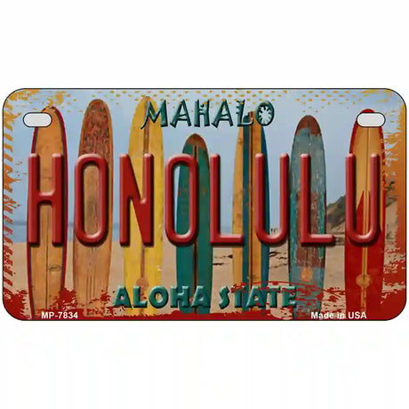 Honolulu Surfboards Hawaii State Novelty Metal License Plate 7" x 4" (MP)