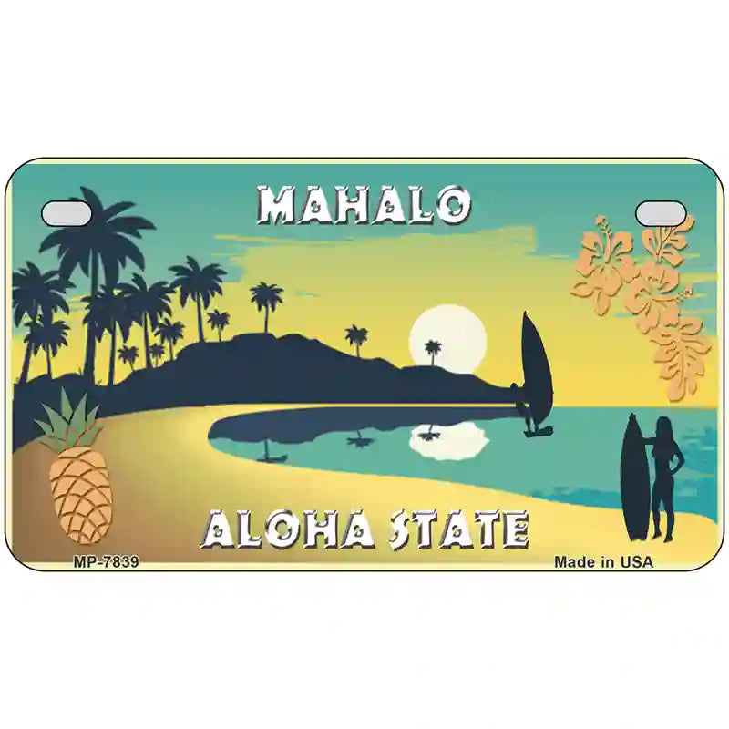 Mahalo Pineapple Hawaii Blank State Novelty Metal License Plate 7" x 4" (MP)