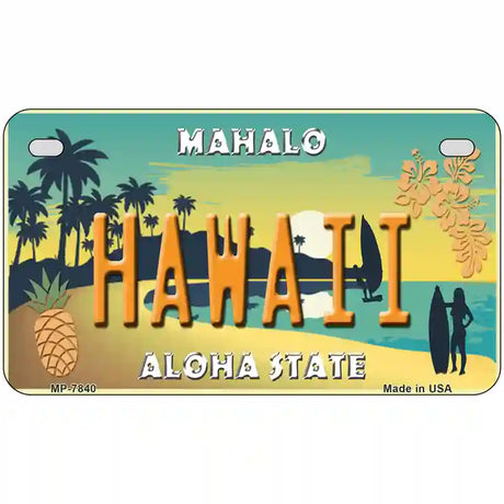 Hawaii Pineapple Novelty Metal License Plate 7" x 4" (MP)