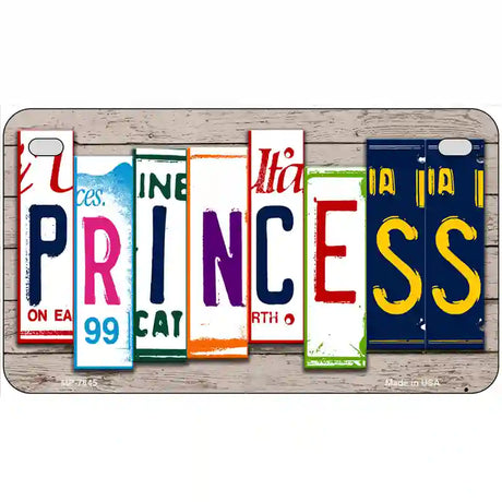 Princess License Plate Art Wood Metal Novelty License Plate 7" x 4" (MP)