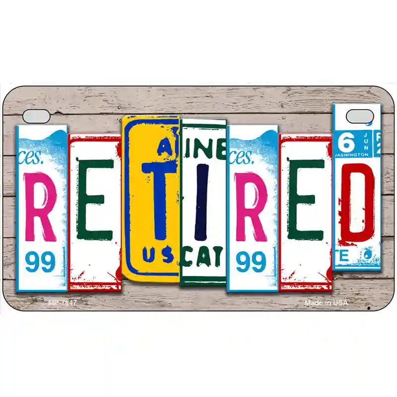 Retired License Plate Art Wood Metal Novelty License Plate 7" x 4" (MP)