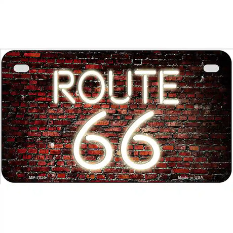 Route 66 Neon Brick Metal Novelty License Plate 7" x 4" (MP)