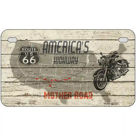 Americas Highway Route 66 Metal Novelty License Plate 7" x 4" (MP)