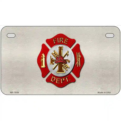 Fire Department Metal Novelty License Plate 7" x 4" (MP)