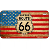 Route 66 American Flag Metal Novelty License Plate 7" x 4" (MP)