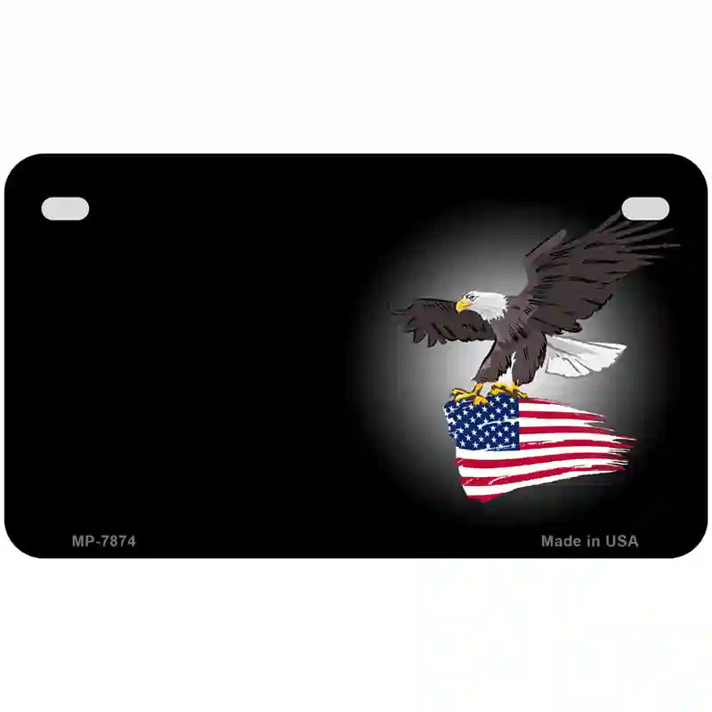 Eagle Flag Offset Metal Novelty License Plate 7" x 4" (MP)