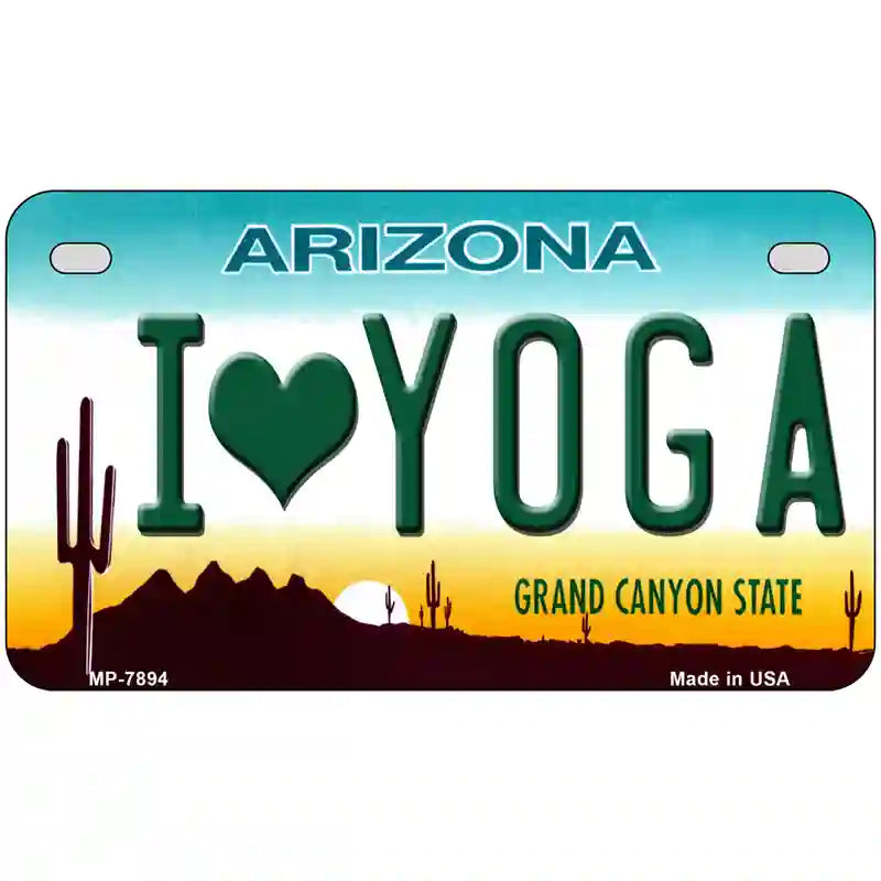 I Love Yoga Novelty Metal License Plate 7" x 4" (MP)