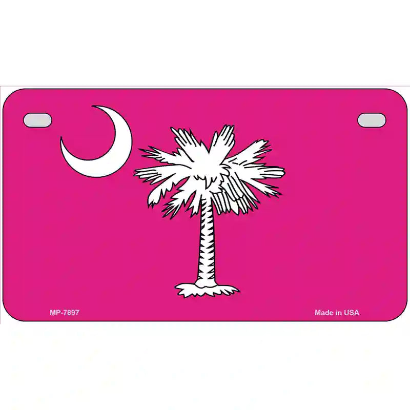 South Carolina Flag Pink Novelty Metal License Plate 7" x 4" (MP)