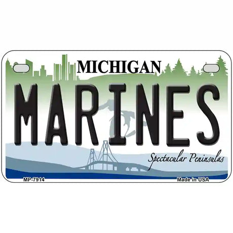 Marines Michigan Novelty Metal License Plate 7" x 4" (MP)