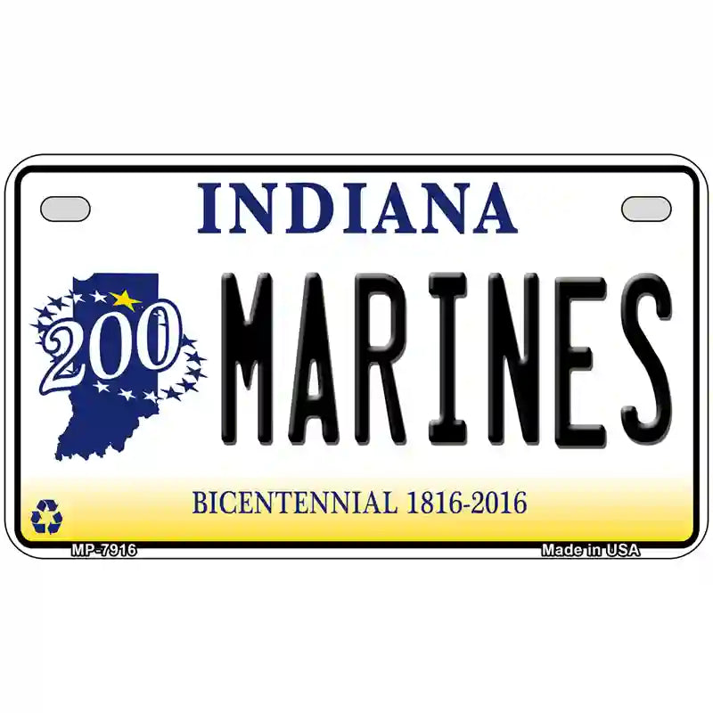 Indiana Marines Novelty Metal License Plate 7" x 4" (MP)