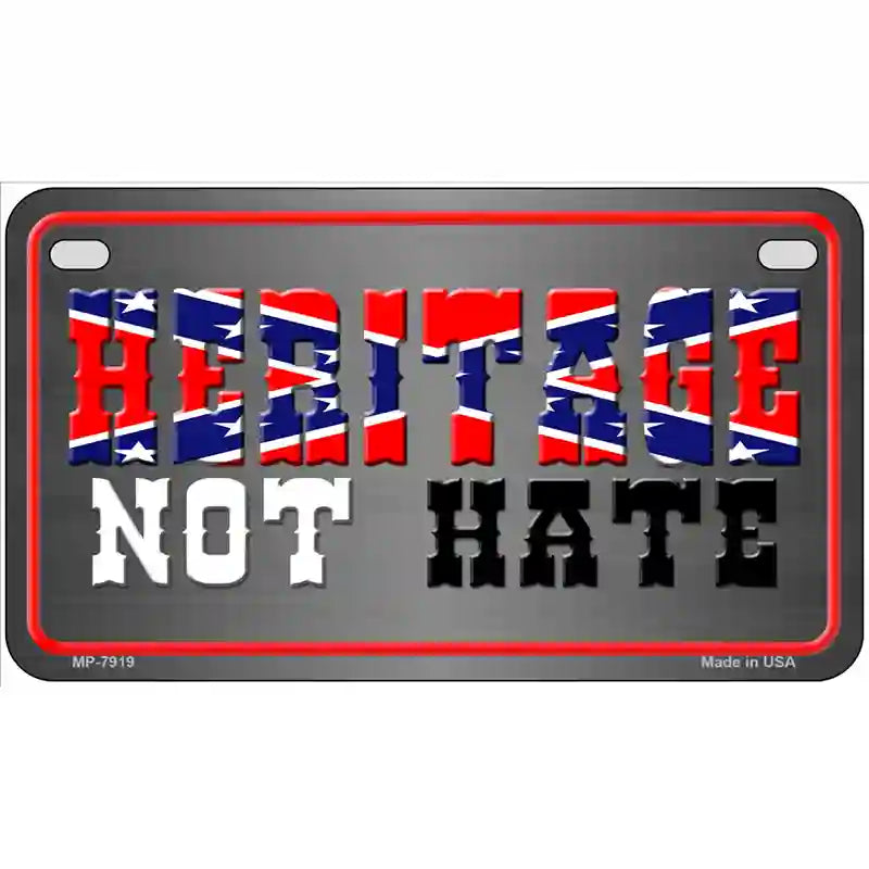 Heritage Not Hate Rebel Flag Novelty Metal License Plate 7" x 4" (MP)