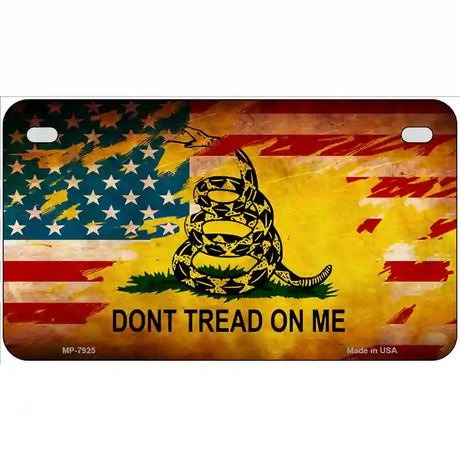 Dont Tread On Me US Flag Novelty Metal License Plate 7" x 4" (MP)